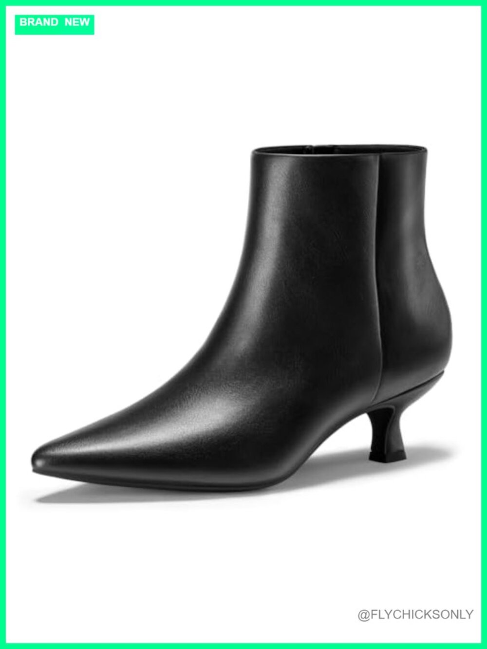 Kitten Heel Ankle Boots with Pointed Toe & Side Zipper